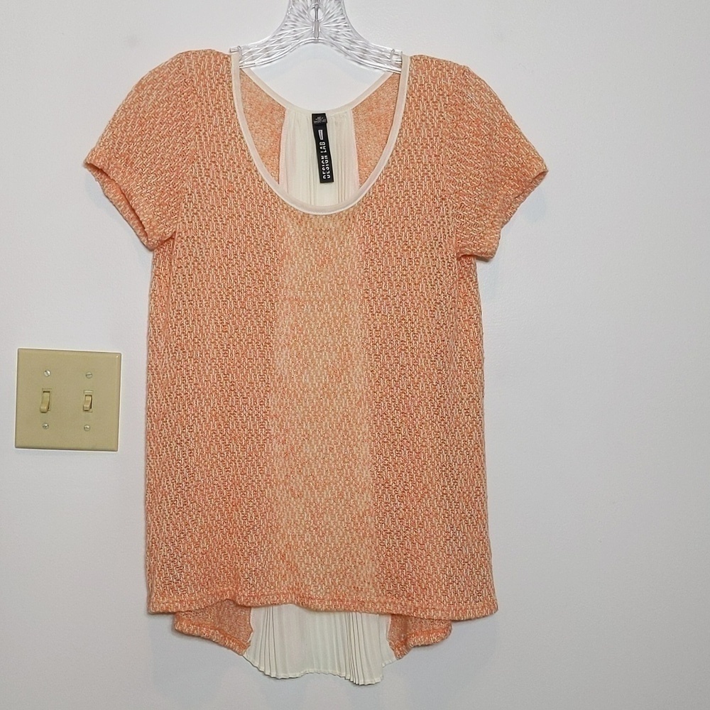 Lord & Taylor Design Lab Peach Blouse Accordion Pleated Back Shirt
